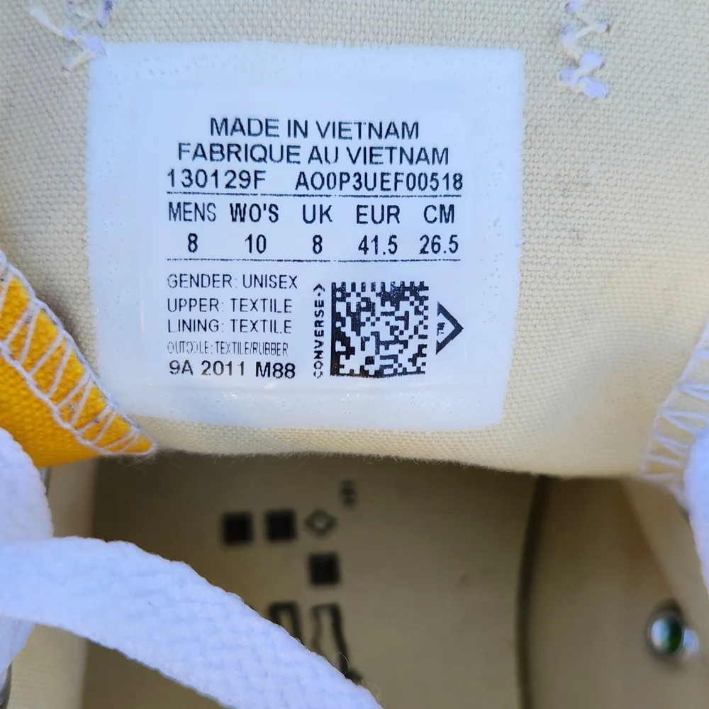 Converse Chuck Taylor All Star Low Lemon Chrome Yellow Shoes Size 8 - Picture 5 of 6